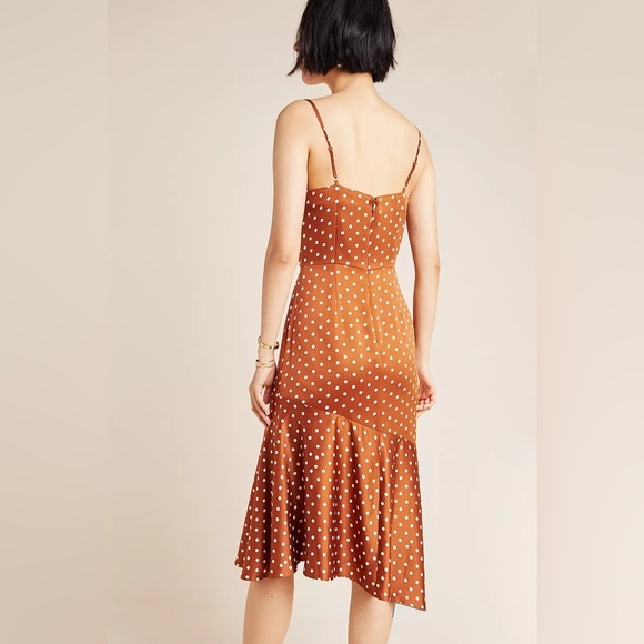 Anthropologie J.O.A Just One Answer Josie Polka Dot Slip Dress Gold Size Large - Picture 2 of 12